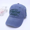 Vintage navy blue washed denim baseball cap with green WEEKEND NEED embroidery - Age 3 To 10 / Blue