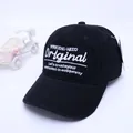 Black cotton baseball cap with white embroidered letters and a curved brim for kids - Age 3 To 10 / Black