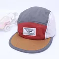 Retro 5-Panel-Patchwork-Baseballcap mit flachem Schirm und Aufnäher für Kinder - Kinder 3-10 Jahre (50-54CM) / Grau Rot Weiß Braun Patchwork