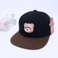 Kinder-Baseballkappe in Schwarz und Braun mit 3D-Teddybär und flachem Schirm-Design - Kinder ca. 3-10 Jahre / Schwarz/Dunkelbraun