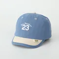 Kids baseball cap in blue and beige with number 23 embroidery and woven logo label - 48-52cm (Adjustable) / Number 23 Blue