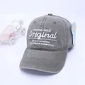 Adjustable washed cotton grey baseball cap with white embroidery for children and adults - Age 3 To 10 / Dark Gray