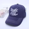 Dark blue cotton baseball cap for kids with white 3D letter embroidery and curved brim - 50-54cm / Navy Blue
