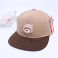 Kinder-Baseballkappe im Colorblock-Design mit Khaki und Braun und 3D-Bären-Patch - Kinder ca. 3-10 Jahre / Hellbeige/Dunkelbraun