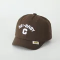 Deep brown cotton baby baseball cap with white HI! BABY C letter embroidery - 48-52cm (Adjustable) / HI!-BABY C Coffee