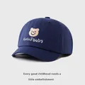 Casquette de baseball en coton bleu marine pour enfants avec broderie d'ours - 46-50 / Bleu clair