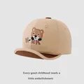 Berretto beige per neonato con ricamo orso e visiera morbida e pieghevole - 45-48 cm / Khaki chiaro