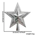 Sparkling silver glitter 3D star tree topper with plastic base and size dimensions - 21cm / Silver