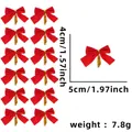 12er-Pack rote Samtschleifen mit Goldband, 5x4 cm, für Weihnachtsbaumdekorationen - Rot