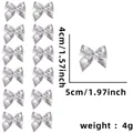 12er-Pack kleine silberne Schleifen für Weihnachtsbaumschmuck, glänzend, 5 cm groß - Silber