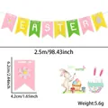 Easter Happy felt banner with pink yellow green swallowtail flags and watercolor eggs - Easter Letter Felt Swallowtail Flag