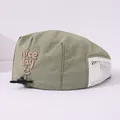 Kids breathable mesh beret hat in light olive green with NICE DAY embroidery and toggle - Nice Day Style (Style 1) / Army Green