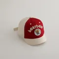 Red and white baby baseball cap with bear embroidery and breathable mesh side panels - One Size(Adjustable) / Burgundy