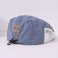 Blue kids mesh beret featuring nice day embroidery and adjustable drawstring toggle - Nice Day Style (Style 1) / Blue