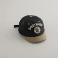 Baby mesh baseball cap in grey and khaki featuring bear embroidery and cute patch - One Size(Adjustable) / Dark Gray