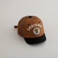 Toddler brown and black mesh baseball cap with a plush bear baby emblem and soft brim - One Size(Adjustable) / Dark Coffee