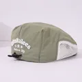 Kids breathable bean green beret mesh hat with white embroidery and adjustable drawstring - GhzKalees Style (Style 2) / Army Green