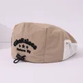 Khaki breathable mesh kids beret with embroidered lettering and adjustable toggle - GhzKalees Style (Style 2) / Khaki