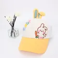 Detail of cartoon rabbit embroidery and breathable mesh on children summer trucker hat - 48-52cm / Yellow