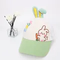 Detail of mesh back kids baseball cap with 3D bunny ears and colorful embroidery - 48-52cm / Grass Green