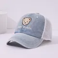 Gorra de malla vaquera azul claro con bordado de oso y texto Happy growth - Niños 2-5 Años 47-50CM / Azul claro
