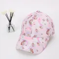Rosa und lila Farbverlauf Einhorn Baseballkappe mit Süßigkeitenmuster für Mädchen - Kinder 3-10 Jahre 48-54CM / Einhorn Pink Lila Batik-Stil