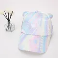 Kids gradient tie-dye baseball cap with 3D cat ears and stitched heart patterns - Kids 3-10 Years 48-54CM / Tie-Dye Multi Cat Ears Style (Fig 1)