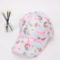 Kinder-Baseballkappe mit Einhorn-Motiv in rosa-blauem Farbverlauf und Glitzer-Optik - Kinder 3-10 Jahre 48-54CM / Rosa Blau Weiß Verlauf Einhorn Stil