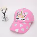 Pink unicorn baseball cap for girls with silver heart patterns and sequined embroidery - Kids 3-10 Years 48-54CM / Pink Unicorn Embroidery Style (Fig 4)