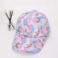 Kinder-Baseballkappe mit rosa-blauem Farbverlauf und niedlichen Einhorn-Cartoon-Prints - Kinder 3-10 Jahre 48-54CM / Rosa Blau Sternenhimmel Einhorn Stil