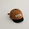 Toddler summer mesh baseball cap in brown and black with Boston 1630 embroidery - BOSTON Letter (TCYW66) / Dark Coffee