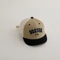 Kids khaki and white mesh baseball cap with Boston 1630 embroidery and black brim - BOSTON Letter (TCYW66) / Khaki