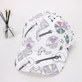 Berretto da bambino bianco con note musicali olografiche e motivi di chitarra trendy - Bambini 3-10 Anni 48-54CM / White Holographic Music Style