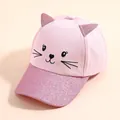Pink kids baseball cap featuring 3D sequin cat ears and glitter brim design - Kids 3-10 Years 48-54CM / Pink Sequin Cat Style (Fig 10)