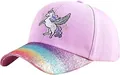 Pink kids baseball cap featuring unicorn embroidery and rainbow sequin brim - Kids 3-10 Years 48-54CM / Pink Rainbow Sequin Unicorn Style (Fig 11)