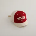 Children's Boston 1630 mesh baseball cap in red and beige with premium embroidery - BOSTON Letter (TCYW66) / Burgundy