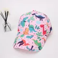 Cappellino da baseball rosa per bambini con stampe colorate di dinosauri - Bambini 3-10 Anni 48-54CM / Pink Cartoon Dinosaur Print Style