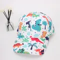 Berretto da baseball per bambini con stampe di dinosauri colorati su cotone bianco - Bambini 3-10 Anni 48-54CM / White Cartoon Dinosaur Print Style