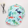 Cappellino da baseball azzurro per bambini con stampe di dinosauri e visiera curva - Bambini 3-10 Anni 48-54CM / Light Blue Cartoon Dinosaur Print Style
