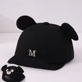Gorra de béisbol negra para bebé con orejas lindas y bordado M en algodón suave - 45-48 cm / Negro