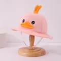 Pink toddler bucket hat with cute cartoon duck features and elastic chin strap - Toddler Size / Pink
