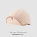 Berretto neonato in velluto a coste beige con tesa morbida e bottone in metallo - Neonato (46-48cm) / Beige