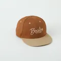 Kids hip hop baseball cap in brown and khaki with Boston EST. 1987 embroidery - 50-54cm / Coffee with Beige Brim