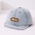 Light blue denim baseball cap for kids with SMILE patch and Miami embroidery detail - Miami Patch / Light Blue