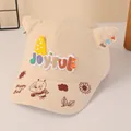 Gorra de béisbol de pana beige para niños con orejas de gato 3D y bordado alegre - Niños 2-6 Años 48-53CM / Beige