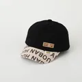 Kids corduroy baseball cap in black and white contrast with vintage letter print - 50-52cm (2-6 Years) / Black