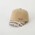 Khaki corduroy baby baseball cap with short brim and hand made leather badge - 50-52cm (2-6 Years) / Khaki