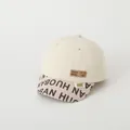 Beige corduroy baseball cap for kids featuring a bear patch and short printed brim - 50-52cm (2-6 Years) / Beige