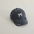 Berretto da baseball in cotone grigio scuro per bambini con fiocco e ricamo bianco - 50-52CM / Grigio
