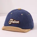 Casquette en velours côtelé bleu marine et kaki pour bébé avec broderie Falcon - Bleu (Style 3)